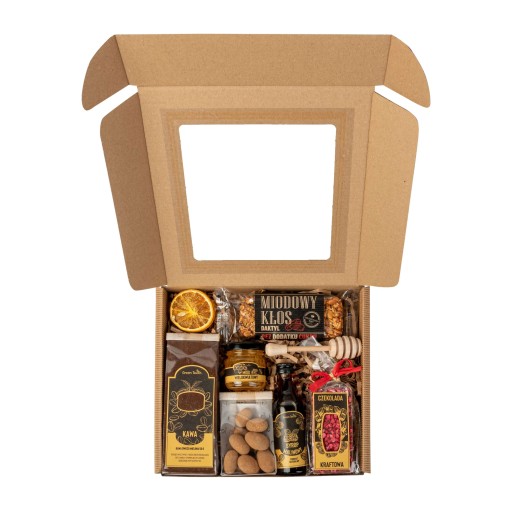 BOX ZESTAW PREZENTOWY prezent kawa miód syrop czekolada baton migdały KRAFT - obrazek 4