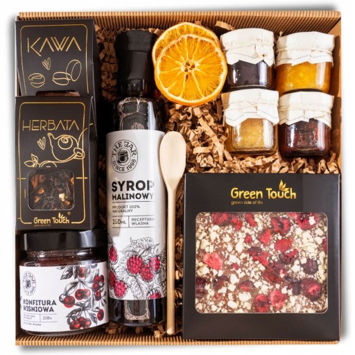KOSZ PREZENTOWY PREZENT NA ŚWIĘTA ZESTAW HERBATA KAWA PREMIUM BOX SYROP - obrazek 2