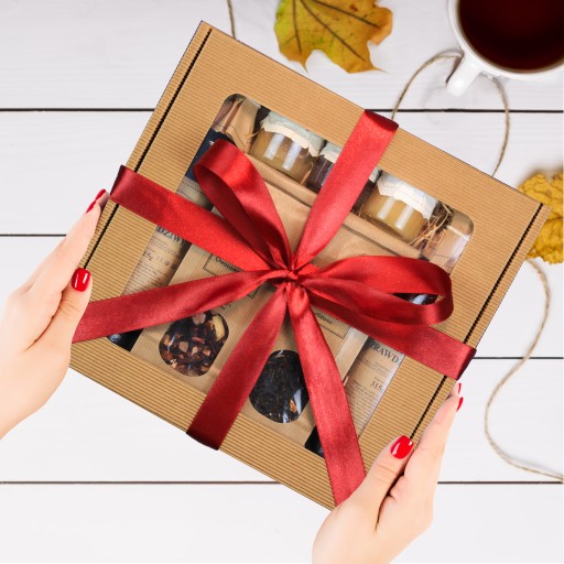 Zestaw Kosz Prezentowy NA ŚWIĘTA Upominek Świąteczny Herbata Miód NATURALNY - obrazek 3